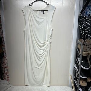 Victoria's Secret Cream Asymmetrical Ruched Sheath Dress